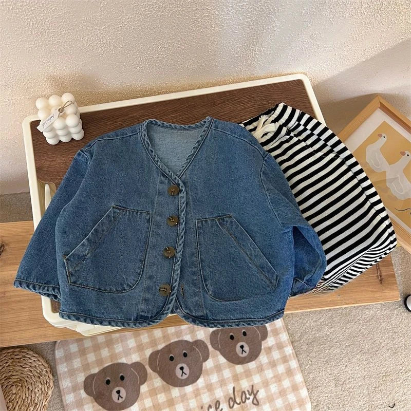 Kids Coats Cowboy New Spring Autumn Fashino Korean Casual Baggy Long Sleeve