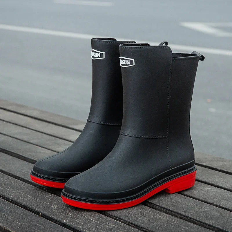 Rubber Women Rain Boots PVC Waterproof Women Shoes Non-Slip Women Water Shoes Outdoor Women Boots Zapatos Impermeable Mujer