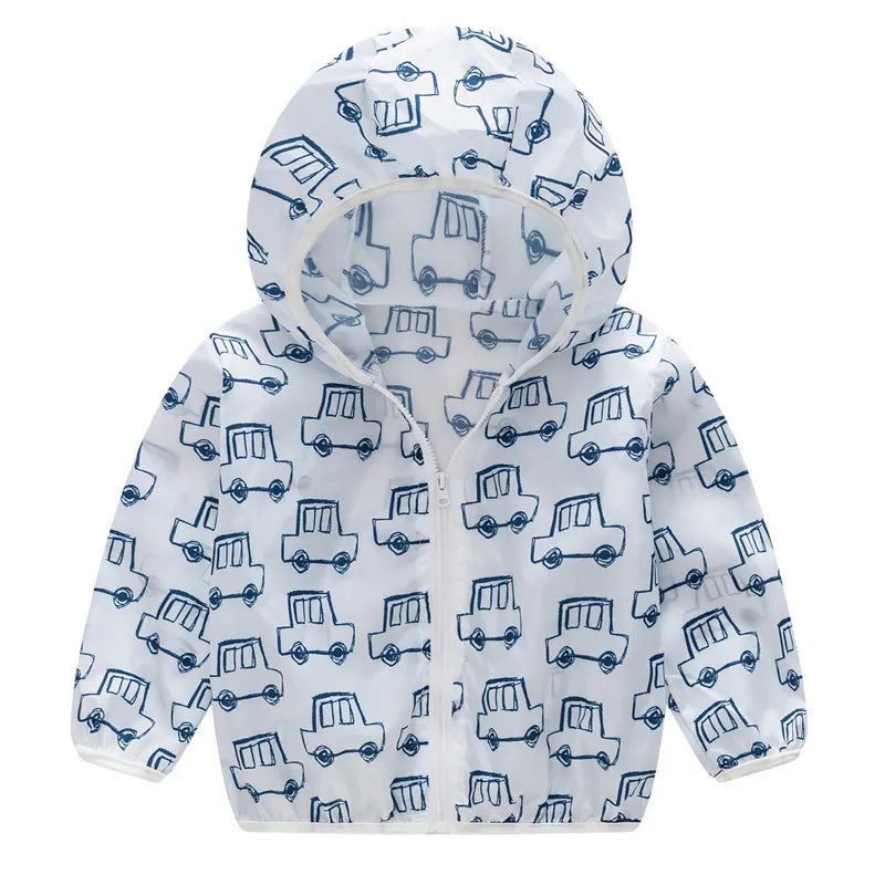 New Boys Sun Protective Jacket Thin Style Spring Summer Little Princess Coat Hooded Zipper Baby Outerwear Children's Clothing