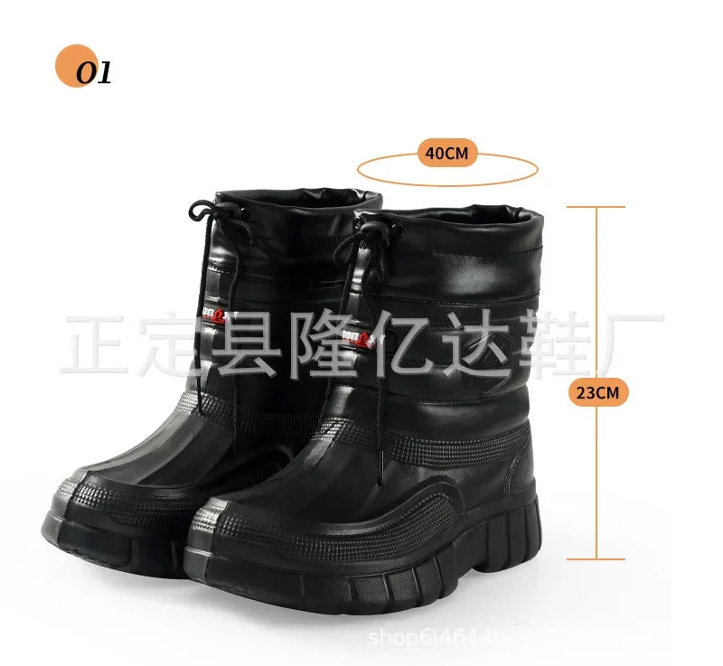 Botas de nieve para hombre, cálidas, gruesas y afelpadas, impermeables, antideslizantes, para la lluvia, ligeras y resistentes al desgaste, de algodón para el trabajo.