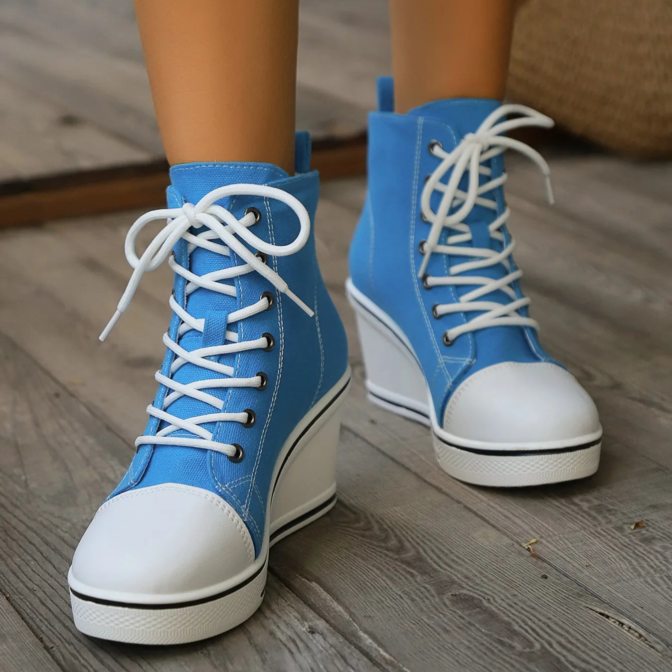 Botines de mujer de suela gruesa con cuña y lona, estilo nuevo, sencillos, informales, a la moda, para caminar en invierno, clásicos.