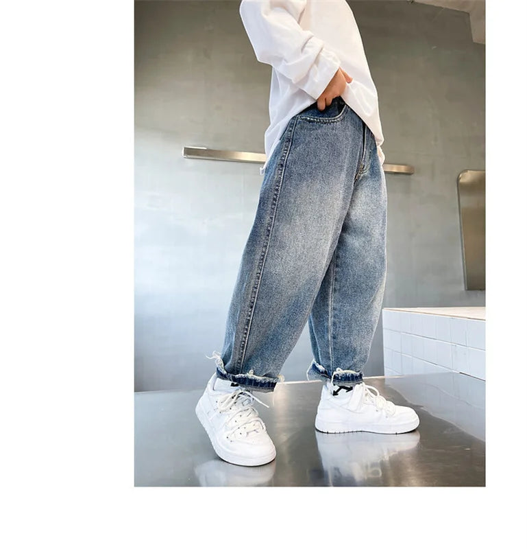 Pantalones vaqueros largos para niños, algodón, primavera otoño 2024, para bebés, adolescentes, ropa de abrigo de alta calidad.