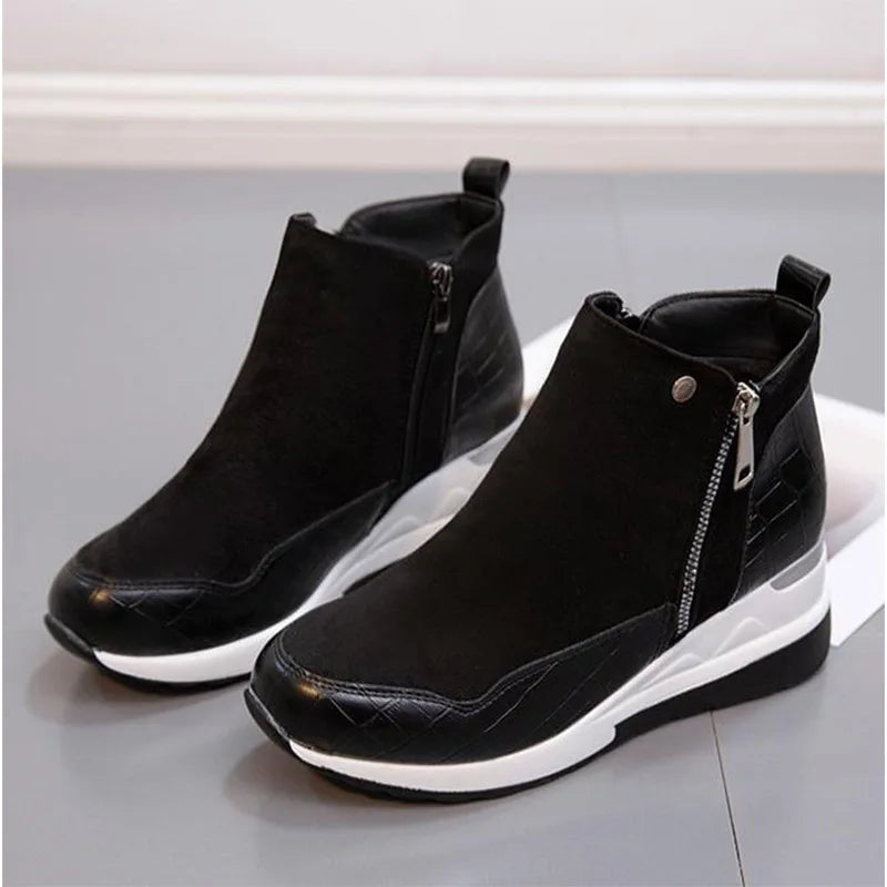 SyfIyno New Women's Fashion Winter Shoes Women's Warm Boots Girls' Platform Snow Shoes Women's Wedge High Heels Large Size 35-43