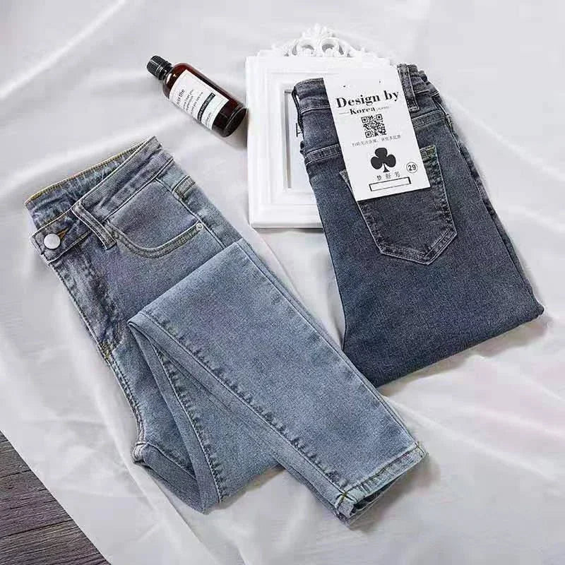 High Waist Jeans Denim Women Spring and Summer  New Outer Wear Thickening Tight Elastic All-match Pencil Pants