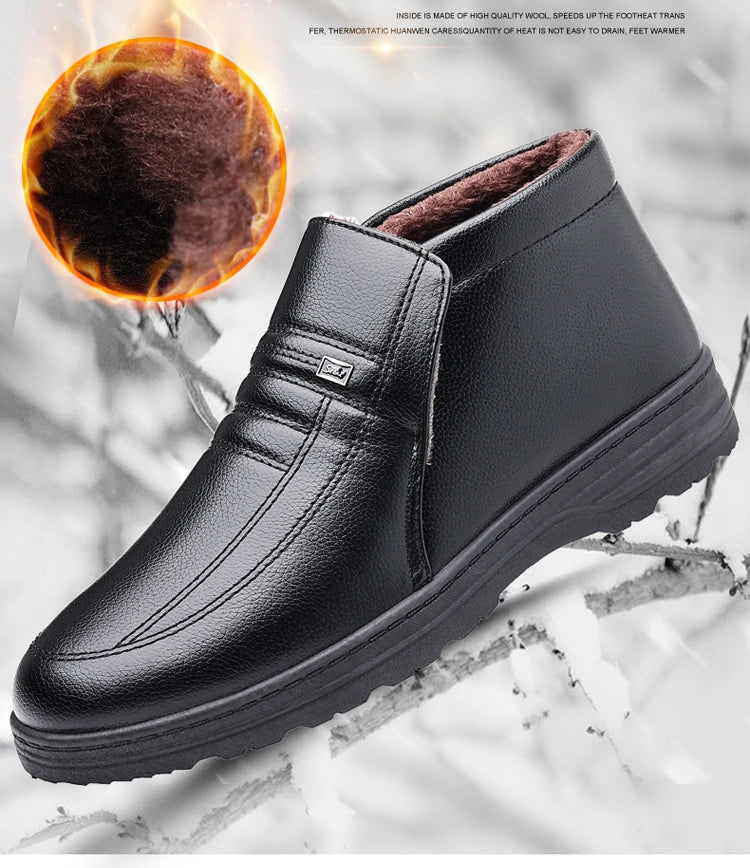 Chaussures en coton pour hommes, montantes, imperméables, décontractées, en cuir, bottes d'hiver chaudes et confortables, bottines tendance pour hommes, nouveautés