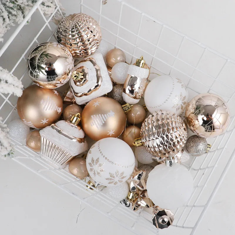 42PCS 6CM Christmas Ball Champagne Xmas Tree Hanging Pendant Ornaments 2025 Christmas Home Decoration 2026 New Year Party Gifts