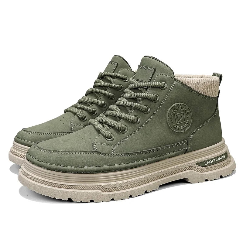 Botas vaqueras para hombre, versátiles, de caña alta, deportivas, informales, para entrenamiento, de moda para exteriores, resistentes al desgaste, para correr, botas de motociclista