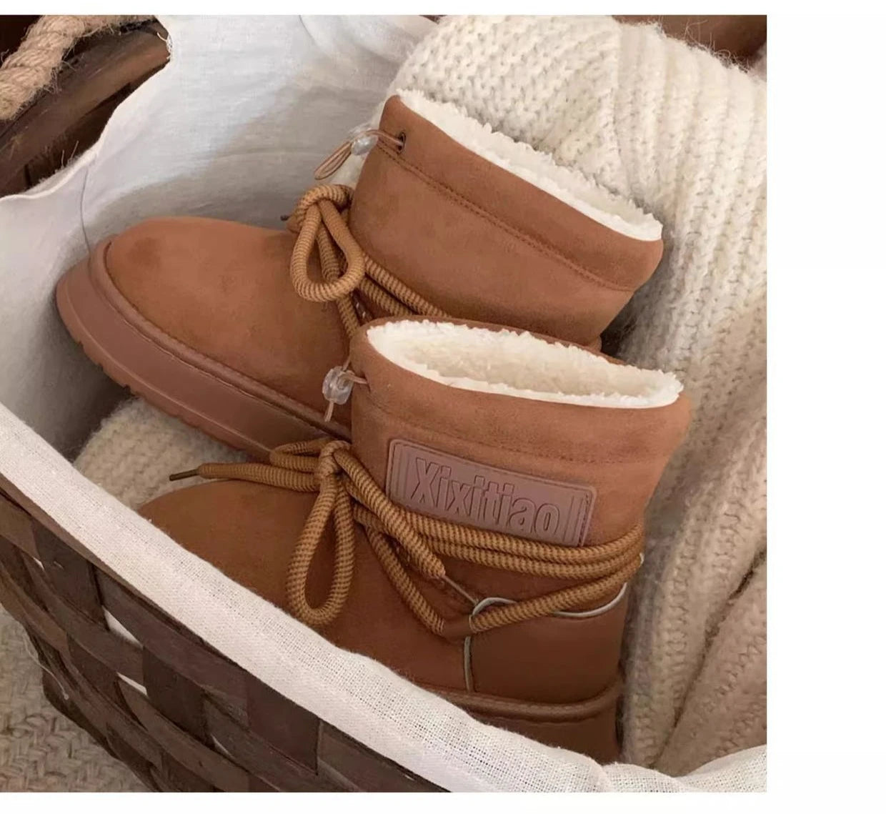 Women’s Snow Boot With Waterproof Lace Up Mid-Calf Outdoor Winter Deep Tread Rubber Sole