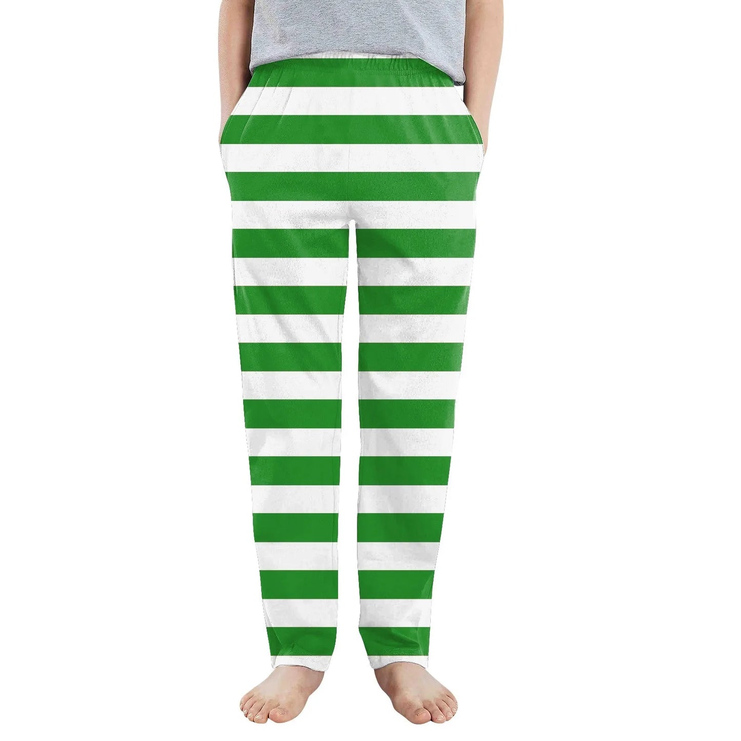Pantalones de pijama con estampado de rayas elegantes para niños y niñas, pantalones de dormir casuales, sueltos y cómodos con bolsillos, pijamas para niños.