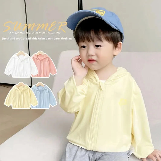 Children's Ice Silk Sunscreen Clothing Summer Breathable Boys and Girls Baby Light Sunscreen Clothing UV Jacket Sunscreen Clothi