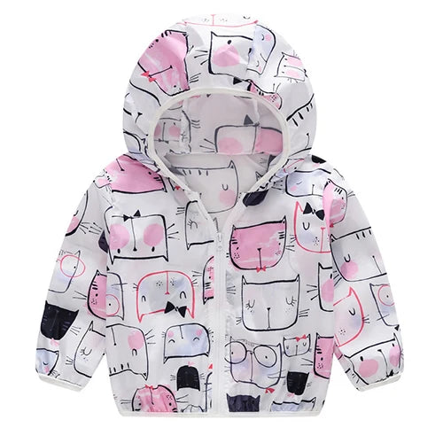 New Boys Sun Protective Jacket Thin Style Spring Summer Little Princess Coat Hooded Zipper Baby Outerwear Children's Clothing