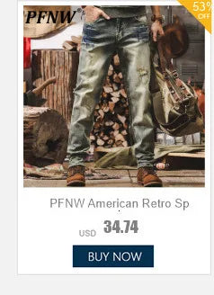 PFNW - Vaqueros caqui con estampado de leopardo para hombre y mujer, holgados, informales, de pierna ancha, primavera 2025, 28W6288