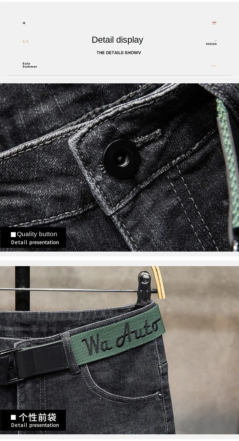 Winter Pants Brushed Denim Fabric Korean Style Clothes Luxury Street Men's Boots Cut Stretch Slim Plush Wool Thicken Jeans Pants