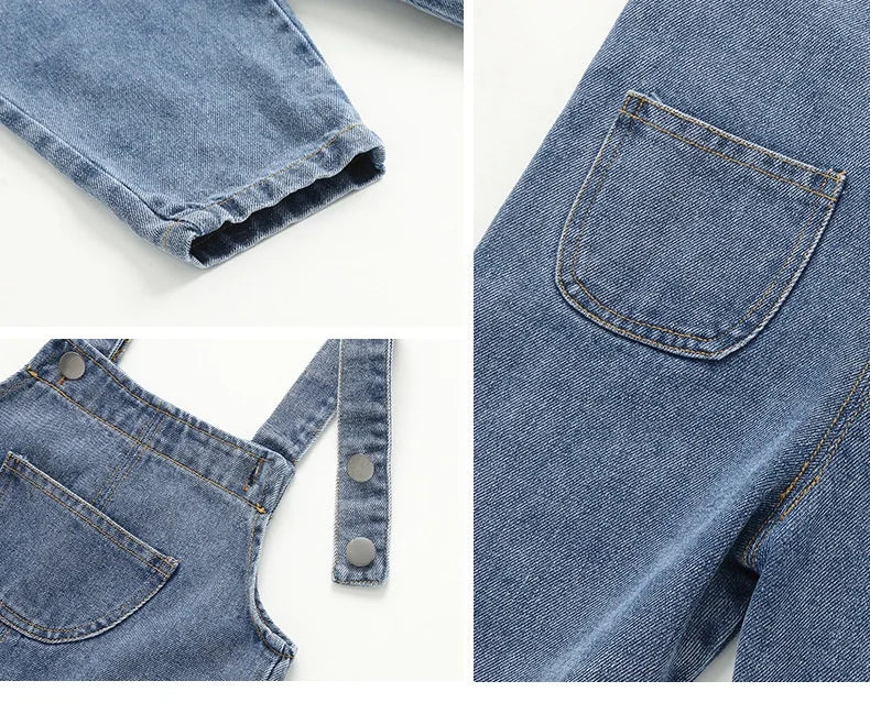 Monos vaqueros de algodón para niños pequeños de 0 a 5 años, con tirantes ajustables, holgados, informales, para primavera y otoño