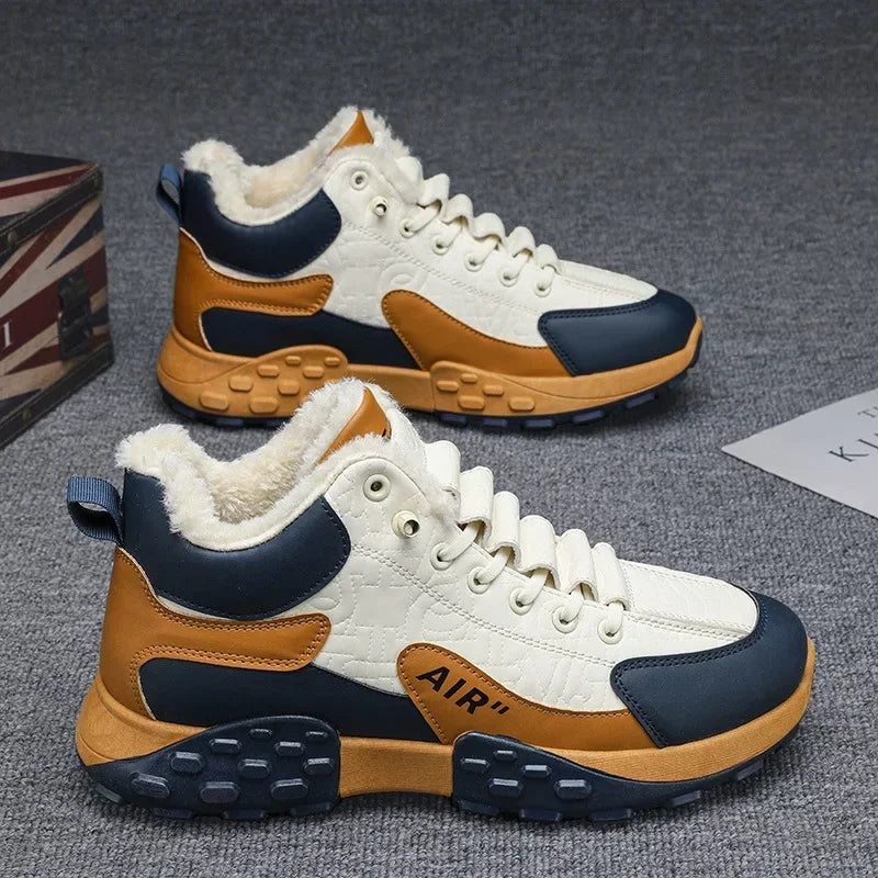 Zapatos de plataforma cálidos de algodón para hombre, zapatillas gruesas para hombre, zapatos vulcanizados de invierno, zapatillas casuales de moda para hombre, botas de nieve de caña alta