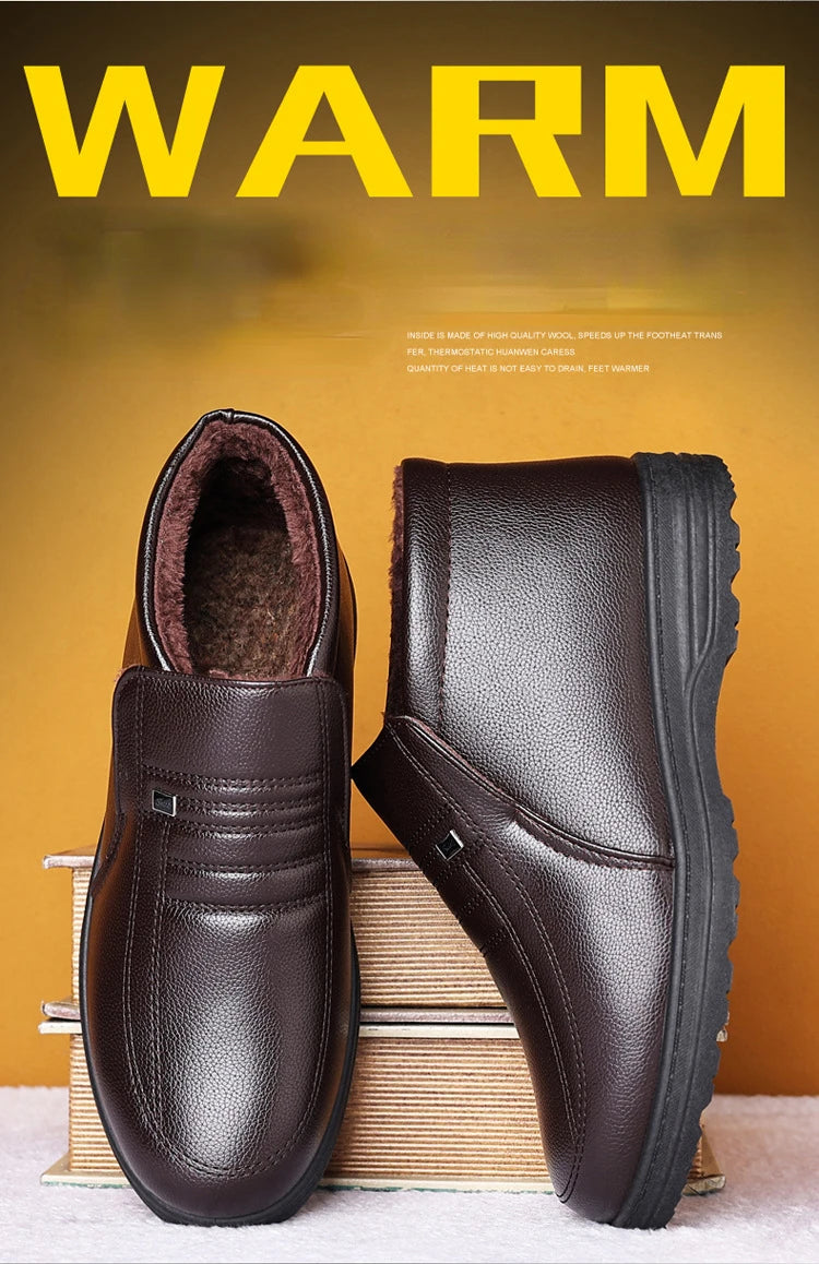 Chaussures en coton pour hommes, montantes, imperméables, décontractées, en cuir, bottes d'hiver chaudes et confortables, bottines tendance pour hommes, nouveautés