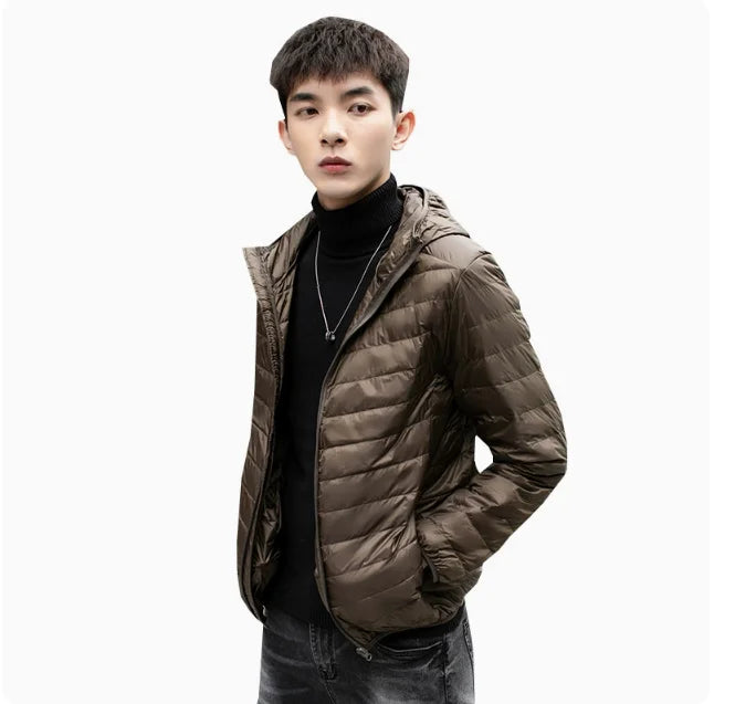 Royal Blue Hooded Parkas Men's Zipper Control Winter Jacket Fashion Hot Sale Jaqueta Plus Size S-5XL Lightweight Warm Coats