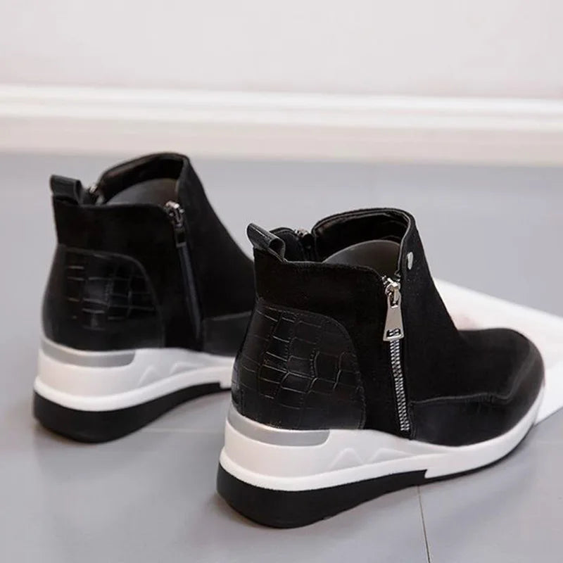 SyfIyno New Women's Fashion Winter Shoes Women's Warm Boots Girls' Platform Snow Shoes Women's Wedge High Heels Large Size 35-43