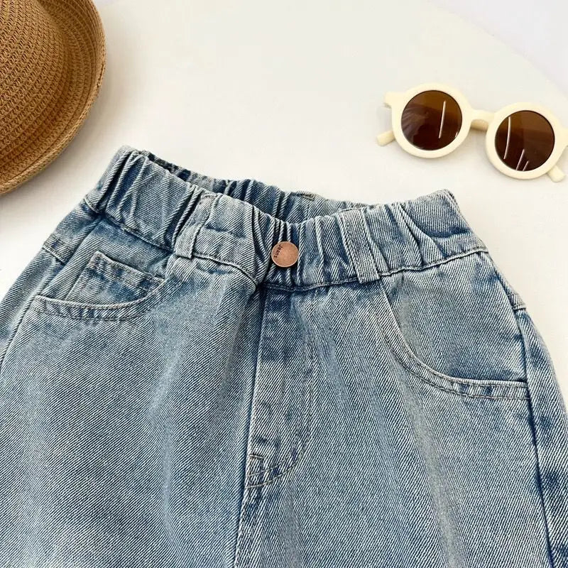 Pantalones vaqueros para bebés, primavera y otoño 2024, informales, sencillos y largos, coreanos