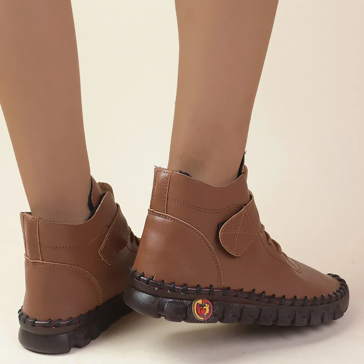 New Fur Thick Boots Women Short Leather Boots Women's Furry Orthopedic Shoes Women Winter Waterproof Snow Boots Botas Mujer