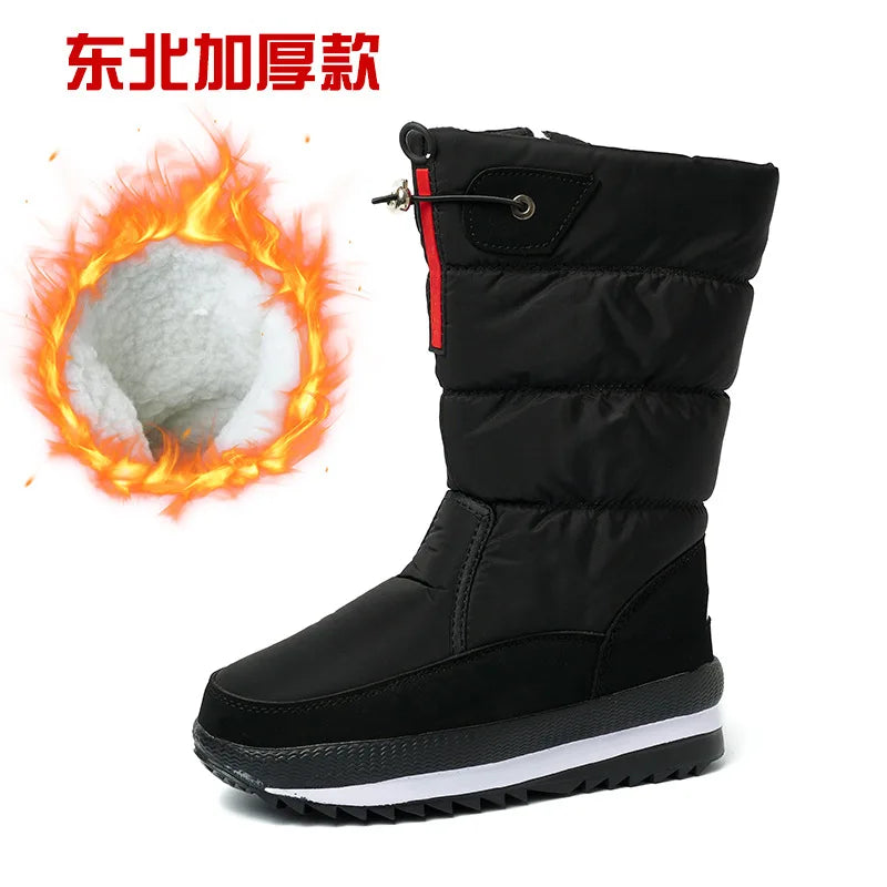 Women Winter Boots Platform Snow Boots Waterproof Non-slip Thick Plush Warm Mid-calf Boots for Women Winter Shoes