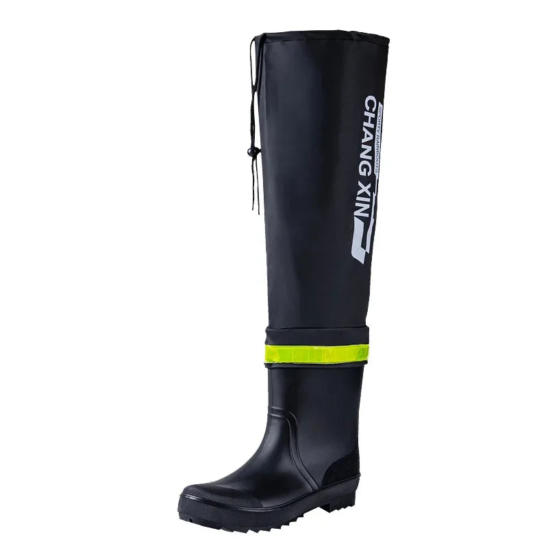 Botas de lluvia para hombre, botas de lluvia hasta la rodilla, impermeables, para pesca, de goma, tipo galocha, de caña larga.