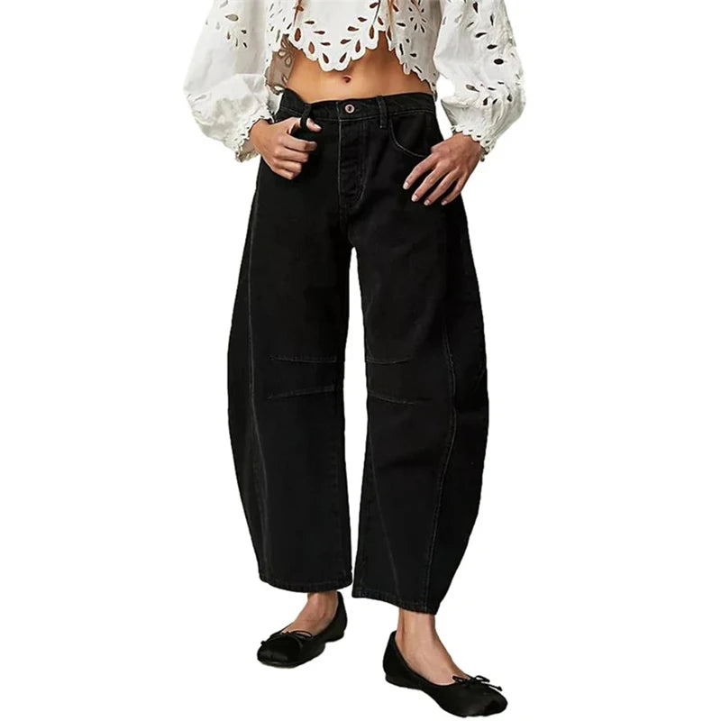 Pantalones vaqueros de pierna ancha para mujer, informales, holgados, de cintura baja, estilo boyfriend, con bolsillos, estilo Y2K