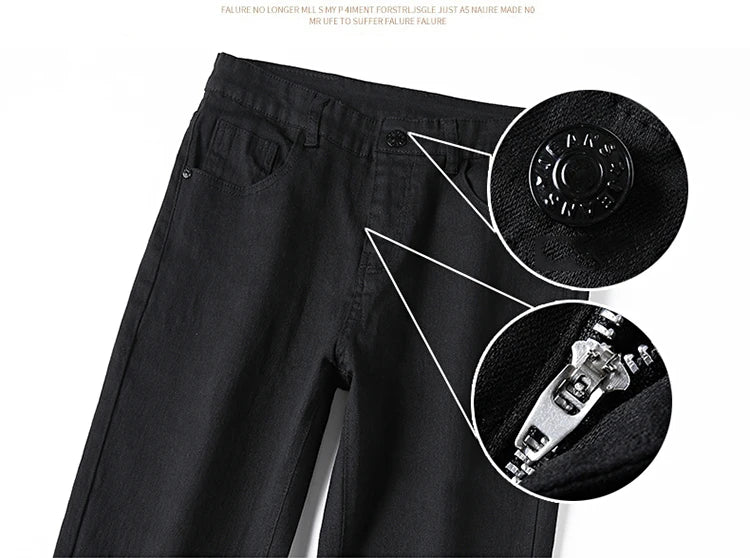 Pantalones vaqueros clásicos de marca avanzada para hombre, de primavera, suaves y elásticos, color negro, talla 28-40