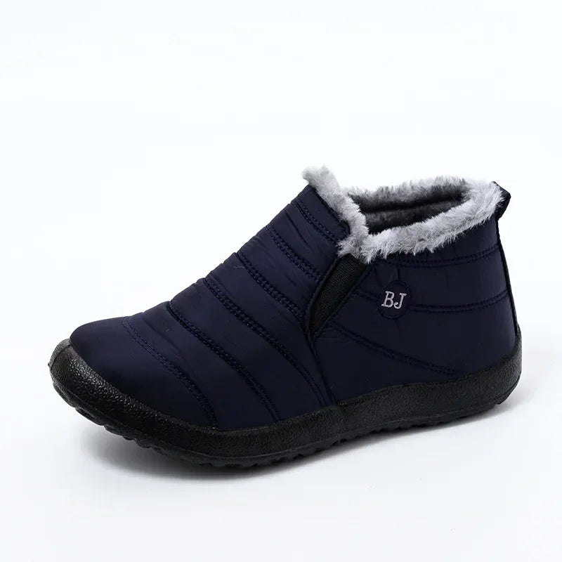 Botas de invierno para hombre, impermeables, de algodón, ligeras, sin cordones, planas, hasta el tobillo, tallas grandes 47, unisex, para la nieve.