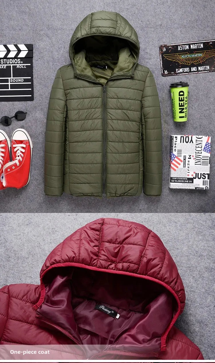 Autumn/Winter Men's Cotton Coat Plus Size Cropped Lightweight Cotton-Padded Workwear Thickened Mid-Youth Padded Jacket Winter Ja