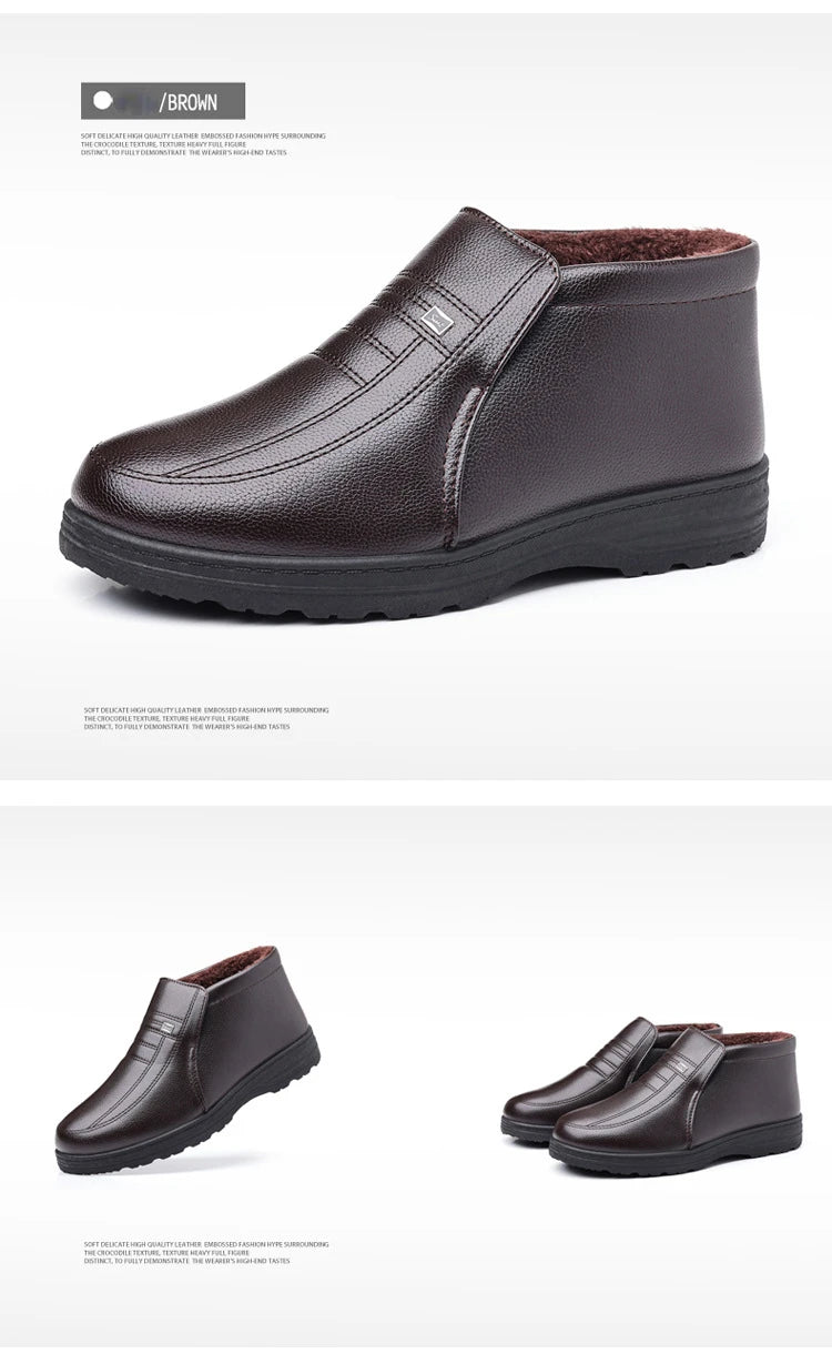 Chaussures en coton pour hommes, montantes, imperméables, décontractées, en cuir, bottes d'hiver chaudes et confortables, bottines tendance pour hommes, nouveautés