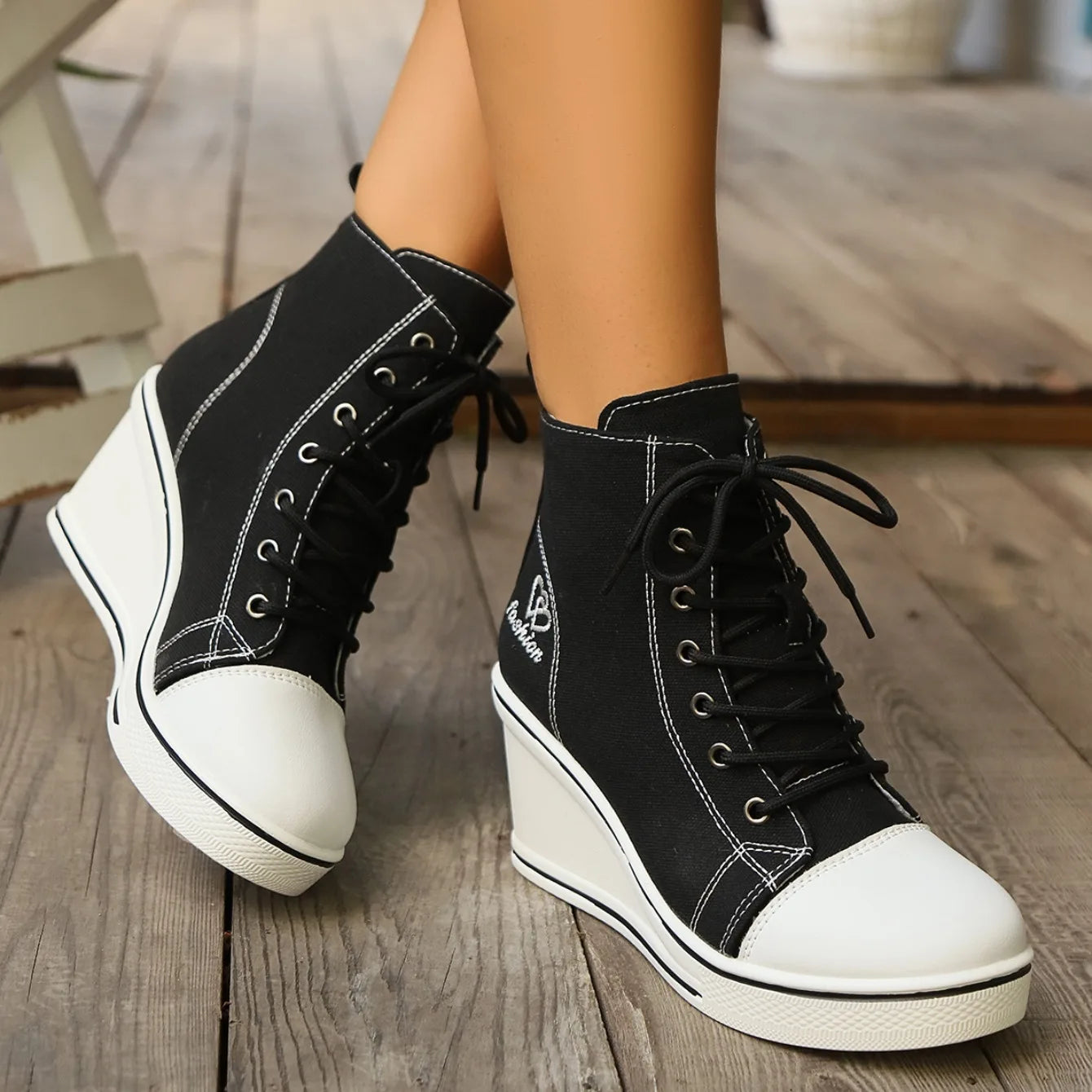 Botines de mujer de suela gruesa con cuña y lona, estilo nuevo, sencillos, informales, a la moda, para caminar en invierno, clásicos.