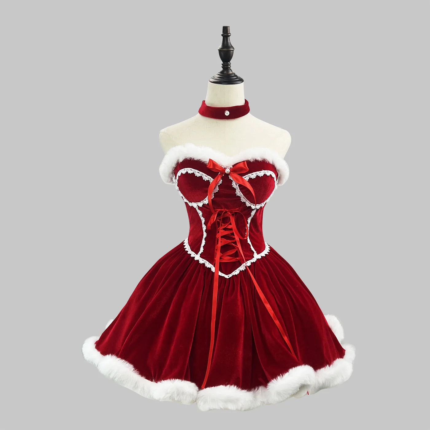 Robe de Noël Lolita rouge sexy tube, tailles S à 5XL, costume cosplay bordeaux, soutien-gorge, robe, cape, déguisement de fête