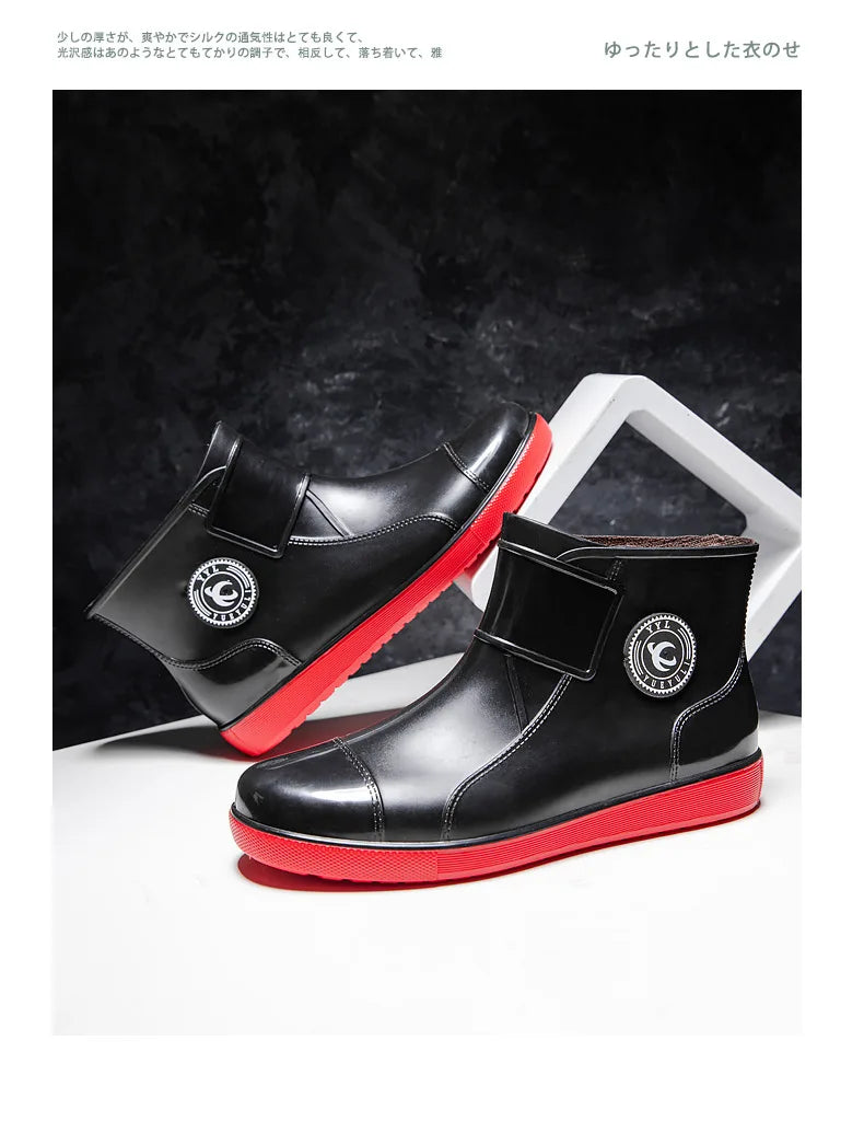 Bottes de pluie pour hommes, imperméables, antidérapantes, semelles en caoutchouc, chaussures de pluie d'extérieur pour la pêche et l'escalade
