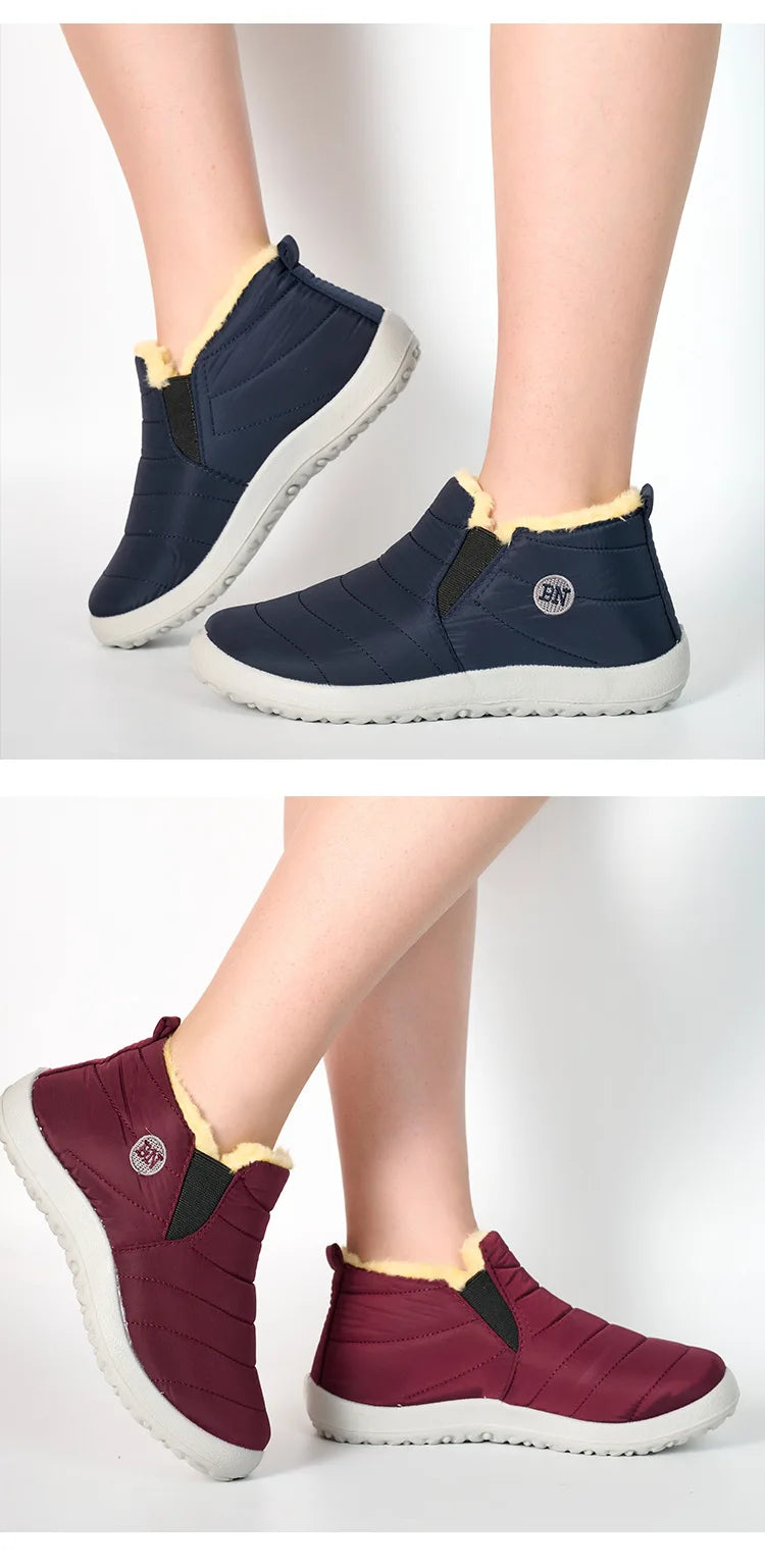 Botas de invierno para hombre, impermeables, de algodón, ligeras, sin cordones, planas, hasta el tobillo, tallas grandes 47, unisex, para la nieve.