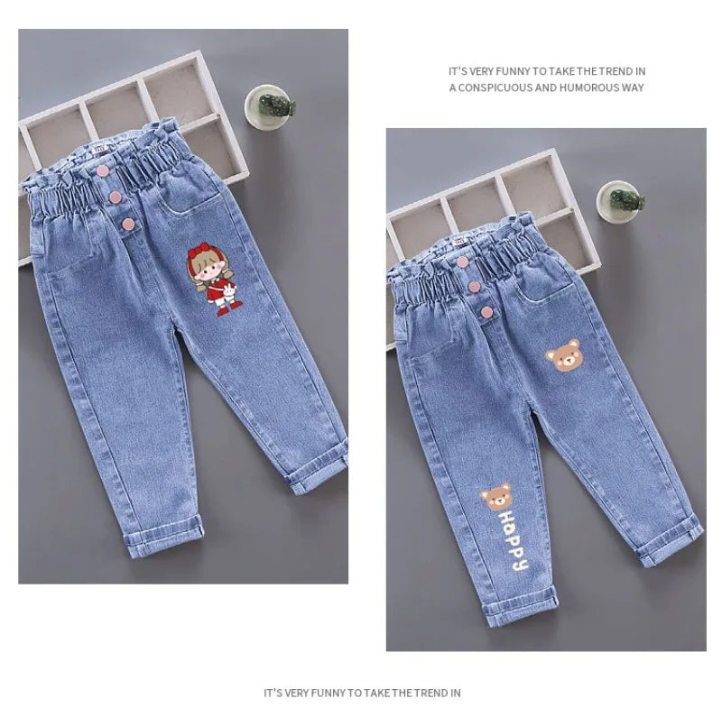 Pantalons pour filles, vêtements pour enfants, jeans pour enfants, pantalons en denim de cow-boy, vêtements de mode printemps-automne, streetwear décontractés, Harajuku