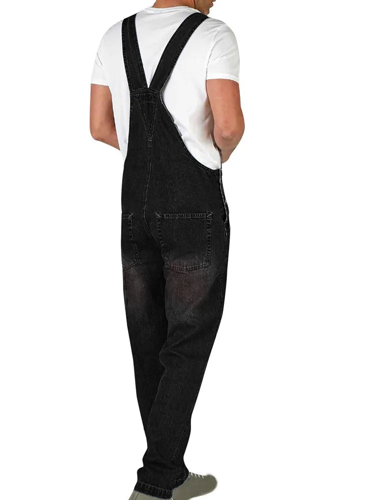 2025 Mens Jeans Overalls Men Pockets Slim Long Denim Pants Cotton Splice Straight Rompers Summer Plus Size Long Jeans Men