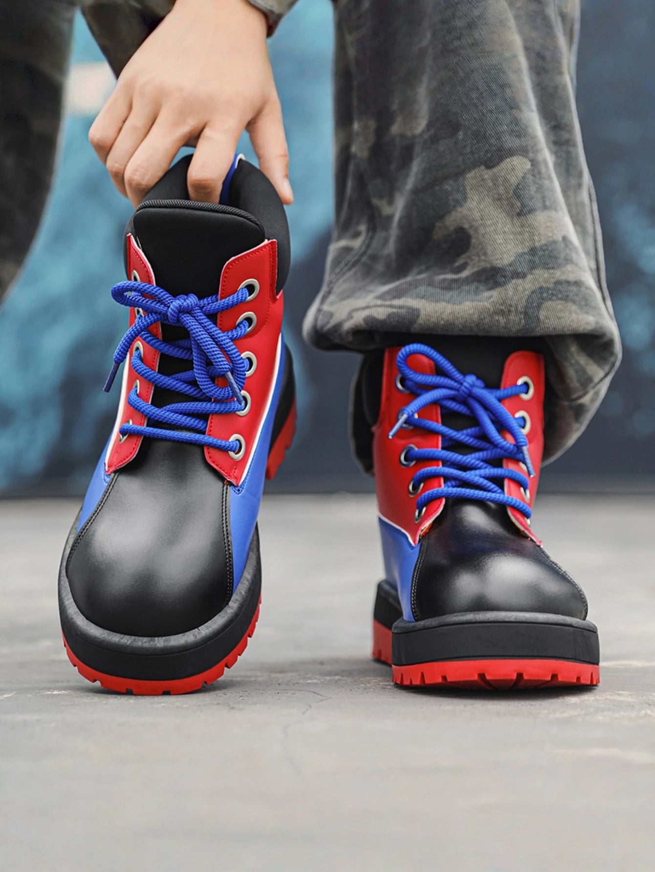 Men's High-Top Outdoor Shoes - High-Top Thick-Soled Design, Suitable for Men, Ideal for Walking/Going to Work/Outdoor Hiking, Durable for All Seasons, Urban Casual Shoes with Cushioned and Wear-Resistant Pvc Soles, Comfortabl