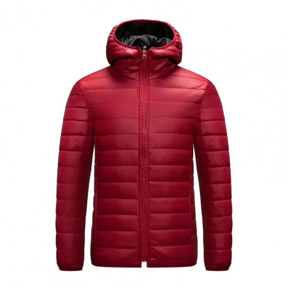 Winter Men Coat Hooded Cotton Padded Warm Windproof Parka Cotton-padded Zipper Closure Lightweight Male Down Coat Sports Clothes