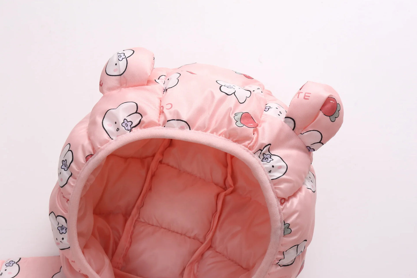 1-6Y Baby Cartoon Bear Ear Hooded Puffer Jackets Infant Warm Printed Winter Coats