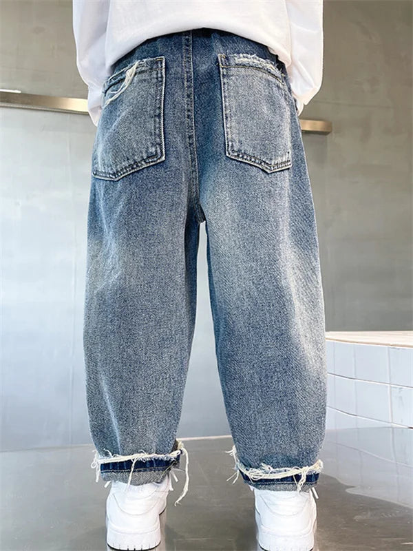 Pantalones vaqueros largos para niños, algodón, primavera otoño 2024, para bebés, adolescentes, ropa de abrigo de alta calidad.