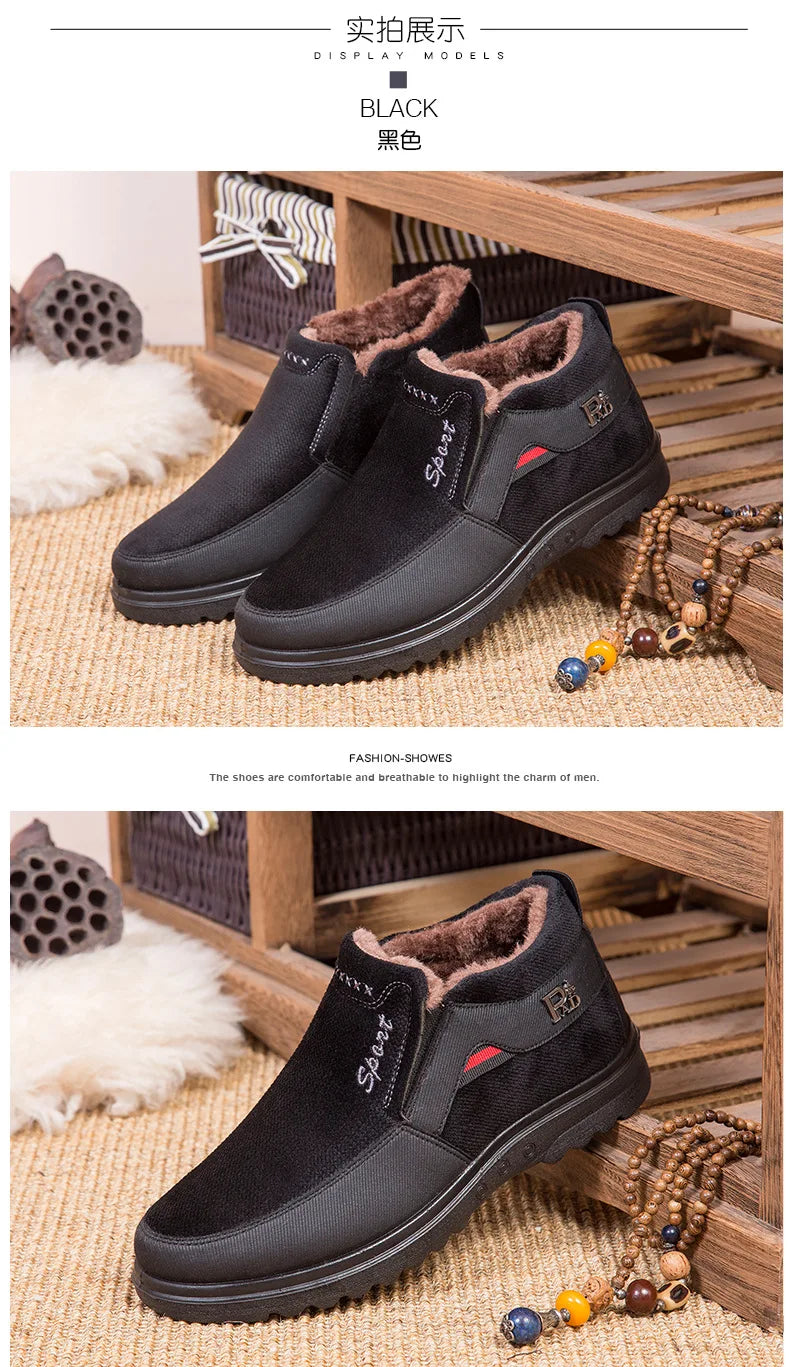 Winter Men Boots Waterproof Snow Boots Warm Fur Casual Men Shoes Antislip Ankel Boots Plush Cotton Shoes 2024