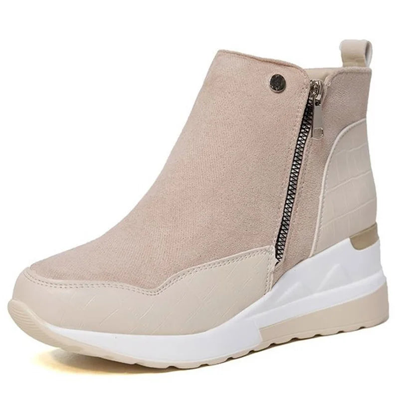 SyfIyno New Women's Fashion Winter Shoes Women's Warm Boots Girls' Platform Snow Shoes Women's Wedge High Heels Large Size 35-43