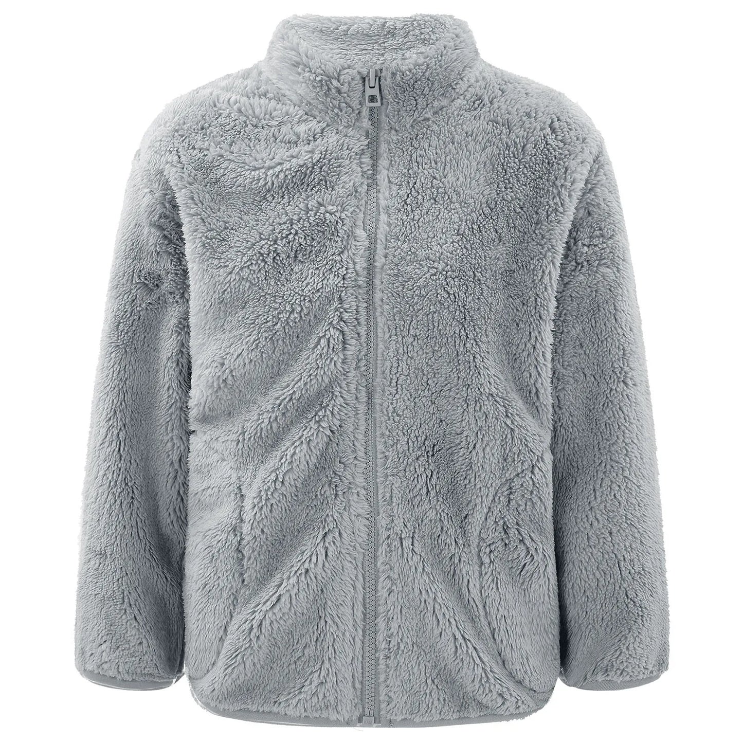 2022 Autumn Winter Girls Boys Casual Soft Warm Long Sleeve Coat Baby Kids Children Fleece Jacket Plush Zipper Closure Outerwear