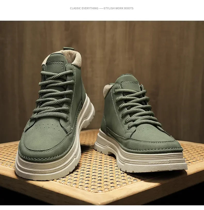 Botas vaqueras para hombre, versátiles, de caña alta, deportivas, informales, para entrenamiento, de moda para exteriores, resistentes al desgaste, para correr, botas de motociclista