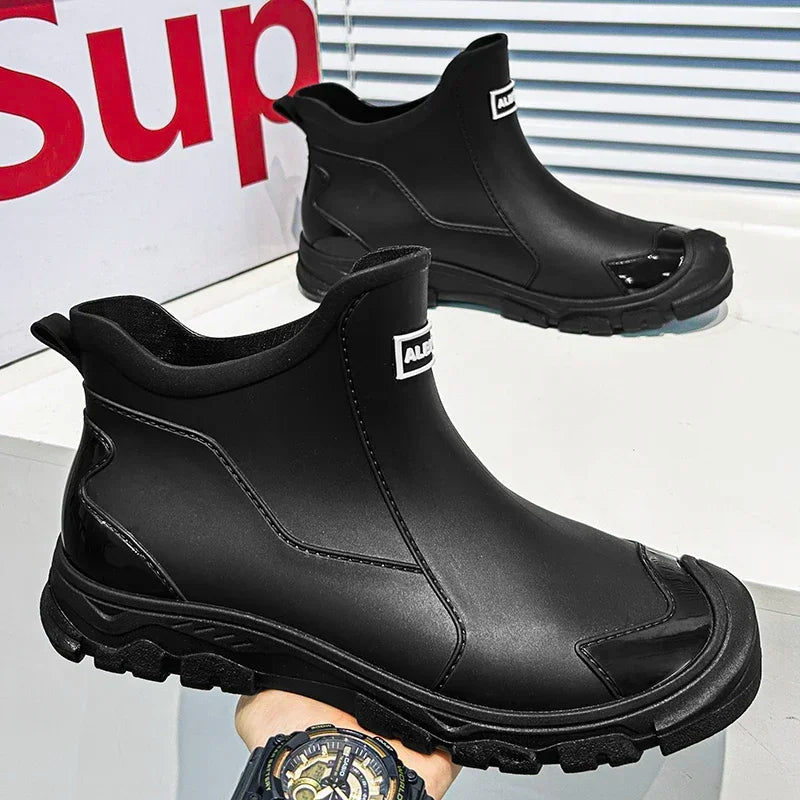 Waterproof Cross-Border Men's Rain Shoes Fashionable Short Socks Thickened Warm Rubber Work Anti-Slip Fishing Kitchen Rain Boots