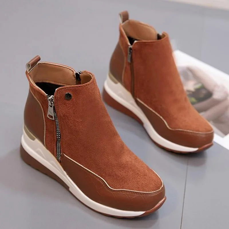 SyfIyno New Women's Fashion Winter Shoes Women's Warm Boots Girls' Platform Snow Shoes Women's Wedge High Heels Large Size 35-43