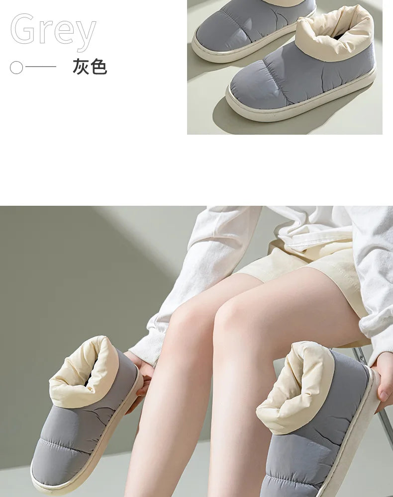 Women's High-End down Fabric Short Boots, Winter Thick-Soled Outdoor Wear, Student Fashion, Couple Indoor Warm, Waterproof, Non-Slip, Thickened