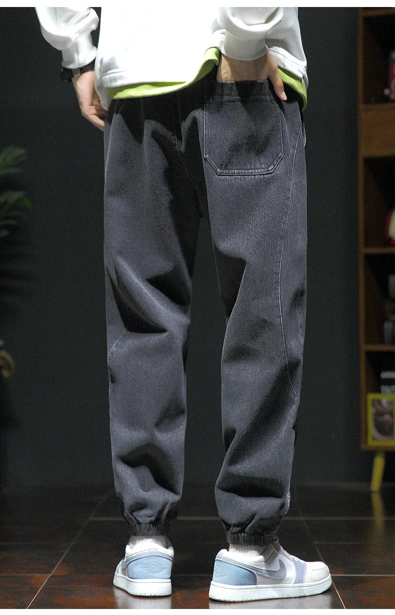 Nuevo estilo primavera verano negro azul cargo jeans hombres streetwear pantalones vaqueros jogger masculino holgado harem jeans talla grande M-8XL