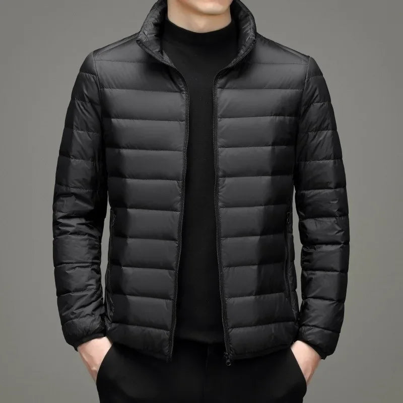 Thin Fleece-lined Cotton Coat For Men Casual Style Cropped Jacket Korean Winter Fashion Jacket For Middle-aged Elderly